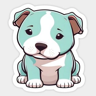 Cute Kawaii Blue Pitbull Puppy Sticker